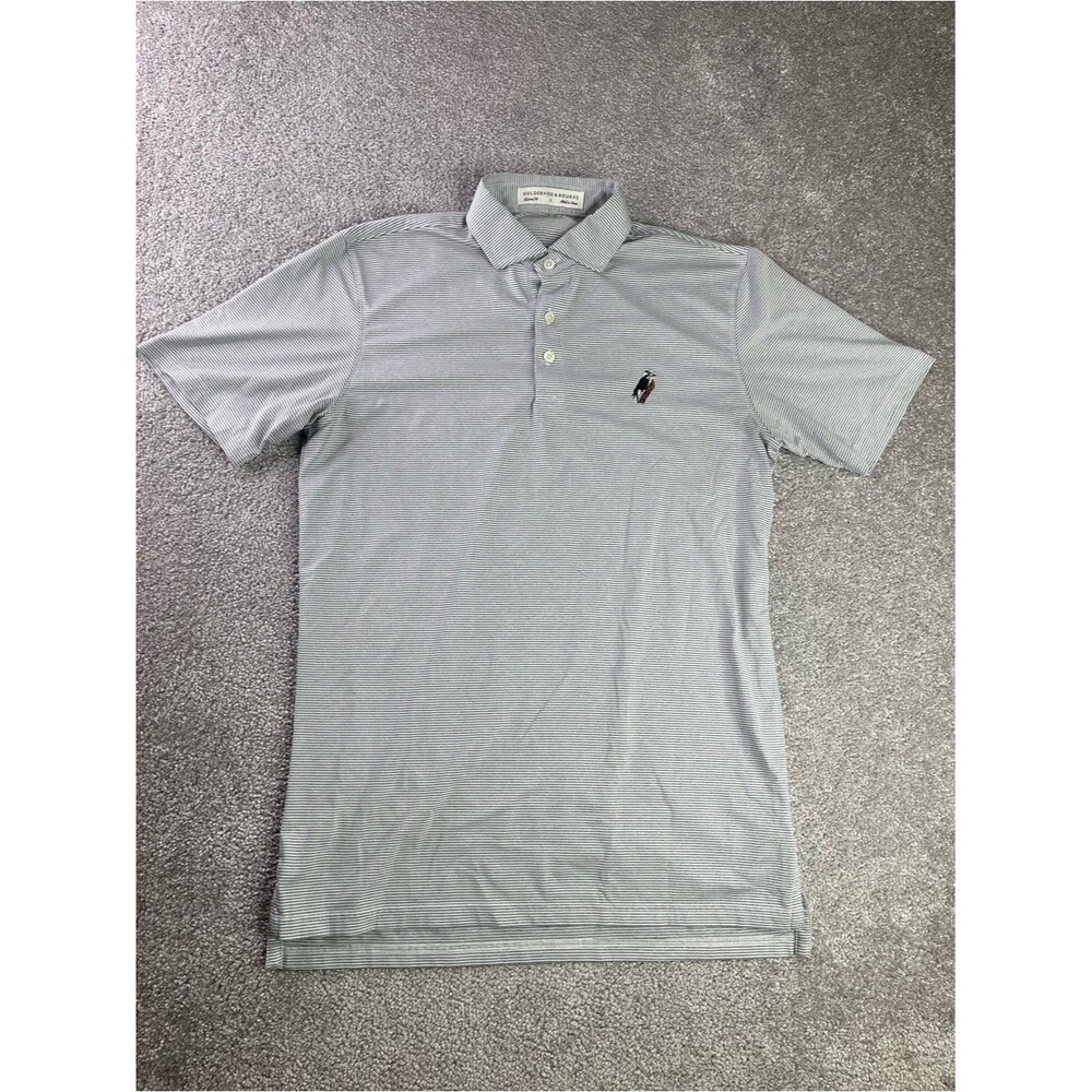 Holderness & Bourne Perkins Men’s Golf Polo Small Gray White Stripe Performance